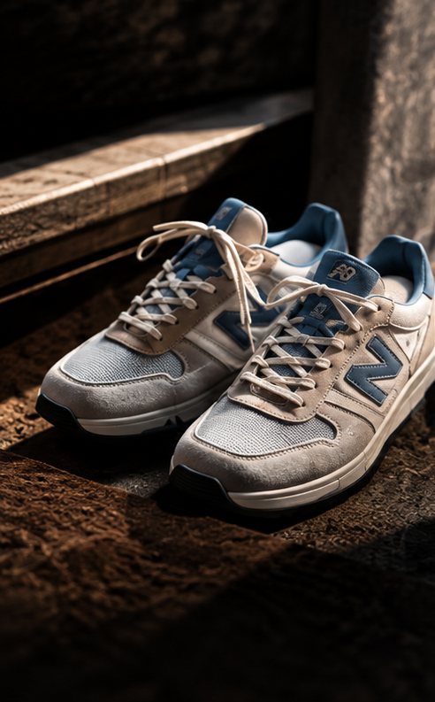Grey and blue sneakers